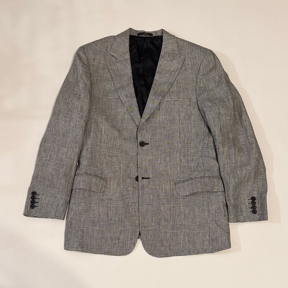 Men’s Valentino Classic Gray Checkered Blazer - 42R